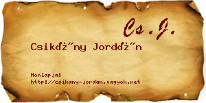 Csikány Jordán névjegykártya